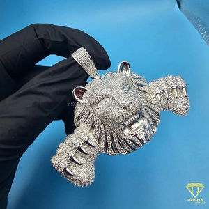 Colgante de Cabeza de León con Diamantes y Piedras de Moissanita VVS, Joyería de Lujo Hecha a Mano, Estilo Hip Hop - Product Image 1