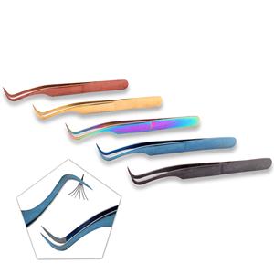 Ensemble de pinces à cils incurvées en acier inoxydable de haute qualité avec pointe pointue pour cils à volume individuel - Product Image 2