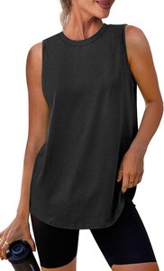 Camiseta sin Mangas para Mujer, Diseño Personalizado, Ligera, Transpirable, Tejido de Canalé, Informal, para Fitness, Yoga, Venta al Por Mayor - Product Image 3