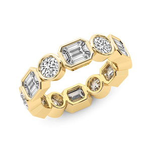 แหวนทองคำแท้ 14k/18k ประดับมรกตคาร์เมนและเพชรทรงกลมแบบ Eternity (3 กะรัต) ขายดี ทูวี. เครื่องประดับสำหรับใส่ทุกวัน - Product Image 4