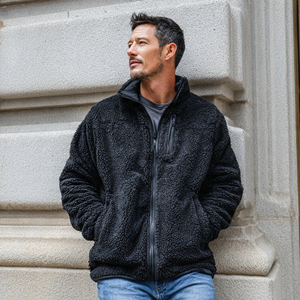 Veste Sherpa Homme Polaire Manches Longues Entièrement Zippée Manteau Hiver Chaud Veste Polaire Sherpa Homme Entièrement Zippée - Product Image 5