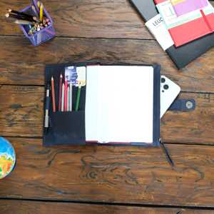 Funda de Cuero Hecha a Mano para Cuaderno/Diario, Tamaño A5, Recargable, Organizador, Protección, Resistente a Olores, LNBC-0135 - Product Image 3