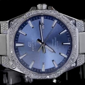 Montre unisexe de luxe avec diamants de laboratoire, boîtier en acier inoxydable, cadran en verre bleu, mouvement mécanique automatique, réserve de marche, 38 mm, 100 bars - Product Image 3