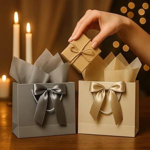 Juego de 4 Bolsas de Regalo para Boda de Tamaño Mediano con Asas, 8 Papelillos, 4 Tarjetas de Felicitación y 4 Cintas Decorativas - para Cumpleaños y Bodas - Product Image 2