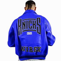 Veste en cuir orange des Knicks de New York pour hommes, streetwear urbain, veste bomber varsity, vêtements d'extérieur de haute qualité pour équipe de basket-ball