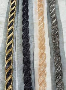 Black Beads Work Burkha Lace Embroidered <b>Beaded</b> Decorative <b>Trim</b> for Abaya Hijab Dress Garments Sewing and Fashion Accessories - Product Image 2