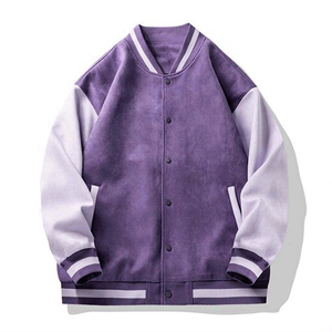 New Wool Varsity Letterman College <b>Jacket</b> <b>White</b> Sleeves Winter High Street Stand Collar Breathable Front Low - Product Image 6