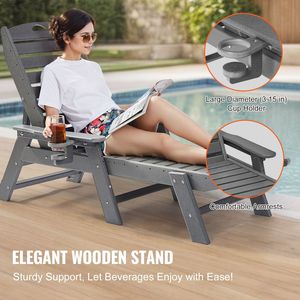 Chaise longue de patio réglable avec capacité de charge de 450 lb, dossier à 6 positions, chaise longue en HDPE pour piscine et villa, utilisation en extérieur - Product Image 6
