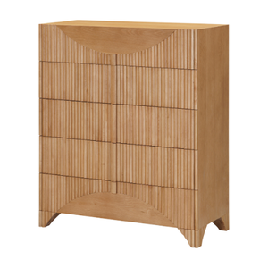 Cómoda moderna de madera con ranuras, 5 cajones, armario de almacenamiento para dormitorio, precio directo de fábrica, proveedor OEM ODM, venta al por mayor - Product Image 4