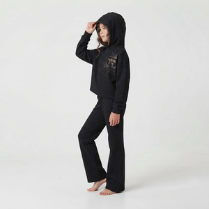 Conjunto deportivo de dos piezas con pedrería para niños, venta al por mayor, sudadera con capucha extragrande de alta calidad, hombros caídos y pantalones deportivos. - Product Image 3