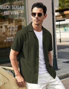 Camisa de Hombre Sol Textured con Botones, Manga Corta, Estilo Cubano, Ligera, Transpirable, Casual para Playa, Edición 2026 - Product Image 5