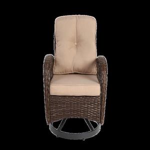 3-Piece Outdoor Swivel Rocker Patio Furniture Set with 360 Degree Rocking Thickened Cushions Glass Coffee Table for Conversation - Product Image 4