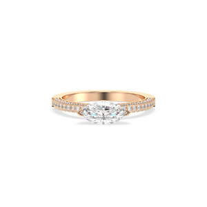 Bague REYES en or massif 14 carats plaqué rhodium avec diamant de laboratoire HPHT CVD taille marquise de 1,43 carat et halo caché – Vente en gros - Product Image 2