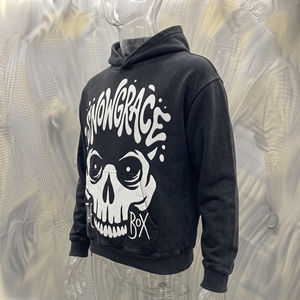 Sweat-shirt à capuche court Snowgrace en molleton bouclette, imprimé crâne, style streetwear, pour homme, collection automne, 100 % coton - Product Image 6
