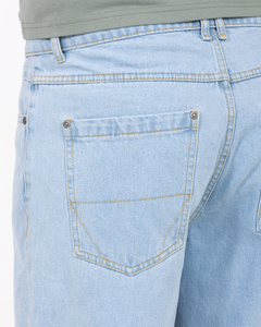 Jeans de Mezclilla Azul Claro para Hombre, Corte Recto, Cintura Media, Ajuste Regular, Estilo Casual, Algodón Lavado, Estilo Primavera - Product Image 3