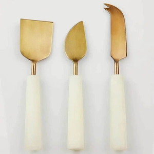 Shining Blue Resin Handle <b>Cheese</b> <b>Set</b> Stainless Steel Mirror Polished <b>Cheese</b> Slicer and Knife <b>Set</b> for Home and Hotels - Product Image 3