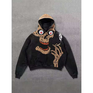 เสื้อฮู้ดดี้ผู้ชายแบบสวมหัวทรงปกติ ผ้าฟลีซผสมไนลอน/คอตตอน ระบายอากาศ แห้งเร็ว สไตล์วินเทจ ซักล้างได้ ปักลายตามสั่ง OEM สำหรับสตรีทแวร์ - Product Image 2