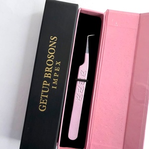 GETUP BROSONS แหนบต่อขนตาป้องกันไฟฟ้าสถิตย์ ป้องกันแม่เหล็ก ปลายเรียบ 10 มม. สีชมพูเคลือบลายผีเสื้อสแตนเลสสตีลความแม่นยำสูง - Product Image 3