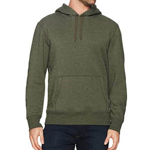 Sweat-shirt à capuche pour homme en molleton vert olive, tricoté, manches régulières, couleur unie, style automne - Product Image 3