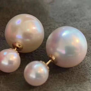 Boucles d'oreilles classiques en perles d'eau douce de style reine, polyvalentes, simples, à double design détachable - Product Image 3