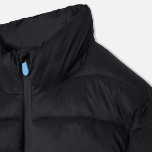Veste matelassée noire à capuche pour homme, coupe-vent, décontractée, hiver, séchage rapide, rembourrage en coton, coupe régulière, motif sur le devant - Product Image 3