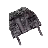 Tendance 2026 HSI Jupe en denim semi-extensible, modèle haut-bas fantaisie, avec ceinture cargo à la taille, écologique et respirante, multi-usages pour l'été