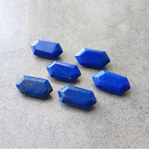 Lapis-lazuli naturel, taille facetée, forme hexagonale, pierre précieuse calibrée, pour bijoux - Product Image 1