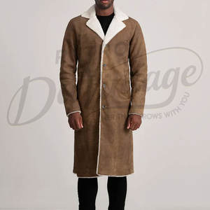 Abrigo Largo de Piel Sintética para Hombre, Chaqueta Cálida de Invierno con Forro de Piel, Gabardina Marrón de Ante, Abrigo Casual de Exterior - Product Image 3