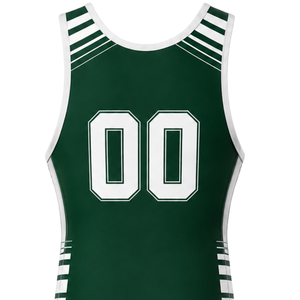 Combinaison de lutte sublimée vert foncé et blanc pour hommes, design numérique, uniforme sportif en polyester, tenue d'entraînement et de compétition - Product Image 5