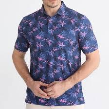 Polo de golf pour homme, extensible dans 4 directions, haute performance |   Chemise Dry-Fit à imprimé tropical par sublimation |   Polo de sport en mélange de spandex ultra-élastique - Product Image 3