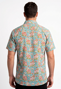 เสื้อเชิ้ตแขนสั้นลายดอกไม้สำหรับผู้ชาย ปกคอพับ ผ้าฝ้ายระบายอากาศ สไตล์ฤดูร้อน - Product Image 2