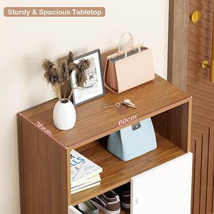 4-Tier Engineered Wood <b>Shoe</b> Rack with Door | Multi-Layer <b>Storage</b> Organizer Shelf for <b>Shoes</b>, Bags & Accessories – Oak Brown - Product Image 4