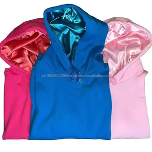 Sweats à capuche surdimensionnés à double couche avec logo imprimé bouffant 100% coton biologique doublé de satin Sweats à capuche brodés personnalisés - Product Image 6