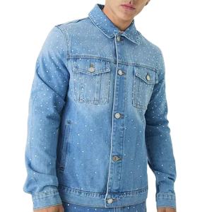 Chaqueta Personalizada para Hombre con Detalles Brillantes de Diamantes, Costuras Duraderas, Acabado Profesional, Chaqueta Vaquera con Pedrería - Product Image 4