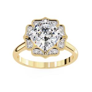 3.50ct Cushion Cut Lab Grown Diamond Engagement <b>Ring</b> 18K Gold Vermeil Floral Scalloped Petal Halo Wedding <b>Ring</b> <b>Statement</b> <b>Ring</b> - Product Image 1