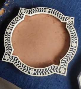 Bohemian Bone Inlay Wall <b>Mirror</b> With Floral Inlay <b>Frame</b> Irregular Shape Handmade Bathroom Decor - Product Image 5