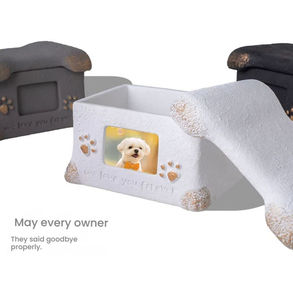 Urna de Cimento para Cinzas de Animais de Estimação com Porta-Retrato e Pegada Gravada, Caixa Memorial de Recordação para Cães e Gatos, 4 Cores - Product Image 5
