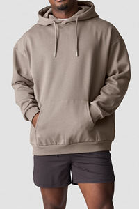 เสื้อสเวตเชิ้ตมีฮู้ดผู้ชายทรงโอเวอร์ไซส์ สีพื้น ผ้าฝ้ายถัก สวมใส่สบายๆ สำหรับฤดูใบไม้ร่วง ทรงปกติ - Product Image 2