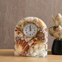 MPLVN DHB01 Horloge de bureau mécanique à aiguilles carrées en coquille naturelle, style Art Déco, vintage, pour bureau, fabriquée au Vietnam, Fête du Poisson d'avril