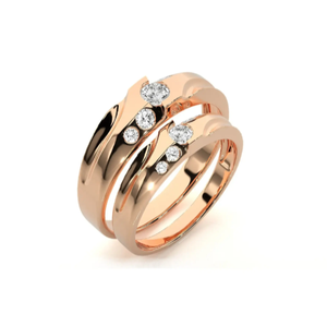 Bindi Jewels 925 Sterling <b>Silver</b> Rose Gold Plated Curved Christian Romantic Couple <b>Rings</b> - Product Image 2
