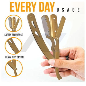 Premium Stainless Steel Gold Titanium Barber Straight Edge Razor High Quality Safety Shaving Razor for Professional Barbershop - Product Image 5