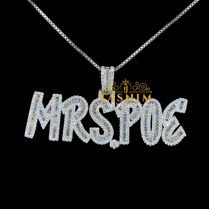 Pendentif lettre MRSPOE en moissanite VVS glacée TASMIN, taille brillant, micro-incrustation, plaqué or rose, argent 925 certifié - Product Image 4