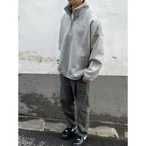 High Quality Casual <b>Hoodies</b> Custom Logo <b>Men</b> <b>Fleece</b> Sweatshirt Quarter 14 Half Zip up High Neck <b>Oversize</b> Pullover <b>Hoodies</b> - Product Image 3