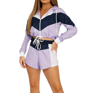 <b>Women</b> Solid Casual <b>Windbreaker</b> Shorts Set Stand Collar Eco-Friendly Breathable <b>Women</b> <b>Windbreaker</b> Shorts Set - Product Image 1