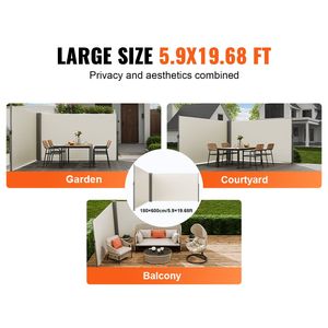 Tenda Laterale Retrattile in Alluminio per Esterni 71 x 236, Protezione Solare Impermeabile in Poliestere 280g con Protezione UV 30+ per Patio - Product Image 6