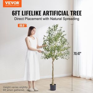 Albero verde a bassa manutenzione materiale sicuro PE ulivo artificiale alto 6 piedi finto impianto interno/esterno Anti-punta protezione inclinazione - Product Image 2