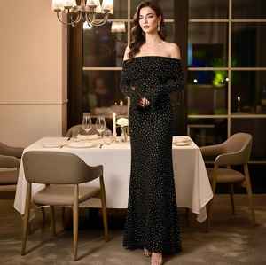 Vestido de Noche Largo con Pedrería Rizya, Elegante Vestido de Fiesta para Mujer, Estilo Moderno y Recto - Product Image 1