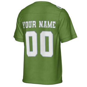 Custom Green American Football Jersey V-Neck Short Sleeve Sublimated Print Front Team <b>Name</b> Number Moisture Wicking Breathable - Product Image 2