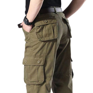 Pantalon cargo pour homme, taille élastique, plusieurs poches, en toile, coupe droite, respirant, poids moyen, style vêtements de travail - Product Image 5