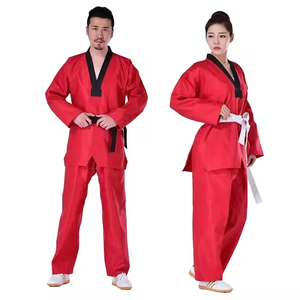 ชุดเทควันโดสีแดงสำหรับผู้ชาย ทรงปกติ ระบายอากาศได้ดี ผลิตจากโพลีเอสเตอร์ ชุดศิลปะการต่อสู้แบบชิ้นเดียว สำหรับผู้ใหญ่ ไซส์เดียว ยืดหยุ่นได้ - Product Image 3